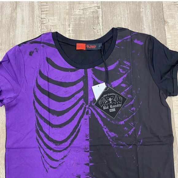 NWTs Iron Fist x Bat Royalty Bad to the Bone Tee in Black & Purple Size Small - Picture 3 of 7
